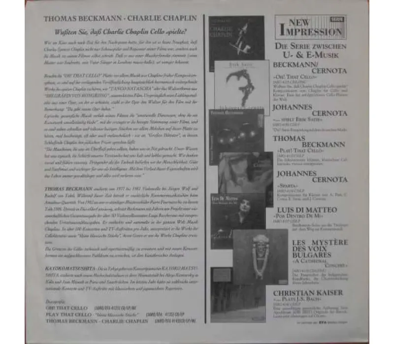 Виниловая пластинка Thomas Beckmann – Charlie Chaplin, Kinodrive.kz — фото 2