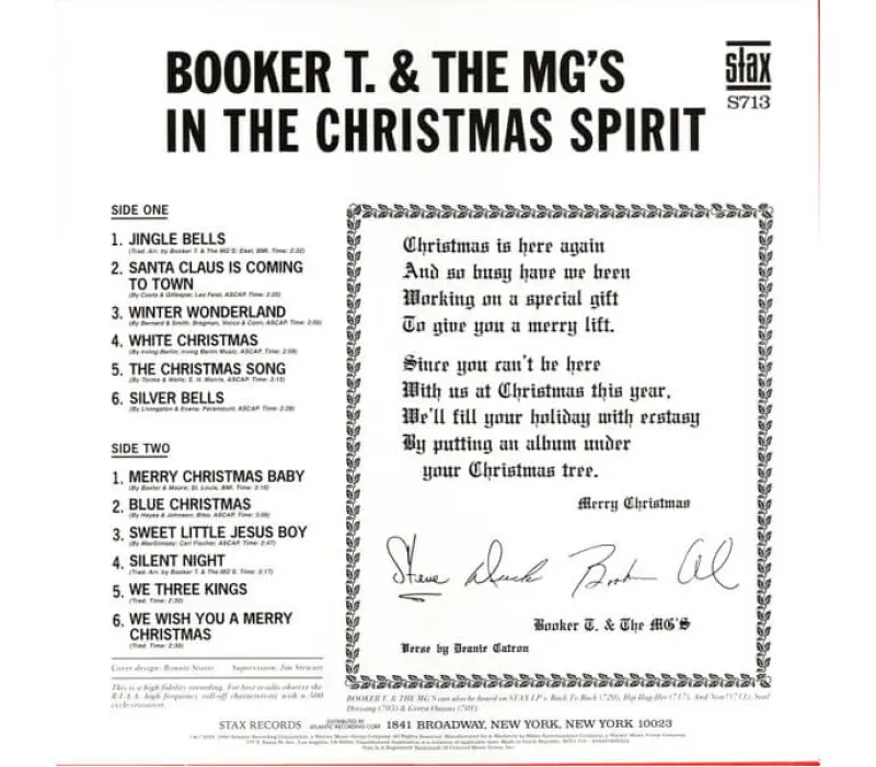 Виниловая пластинка Booker T. & The MG's – In The Christmas Spirit, Kinodrive.kz — фото 4