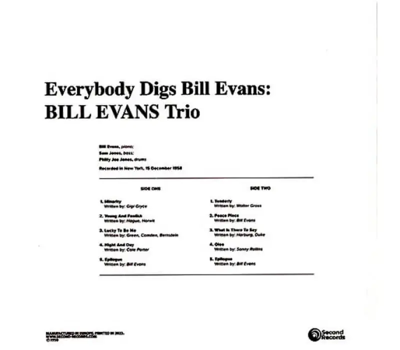 Виниловая пластинка The Bill Evans Trio – Everybody Digs Bill Evans, Kinodrive.kz — фото 3