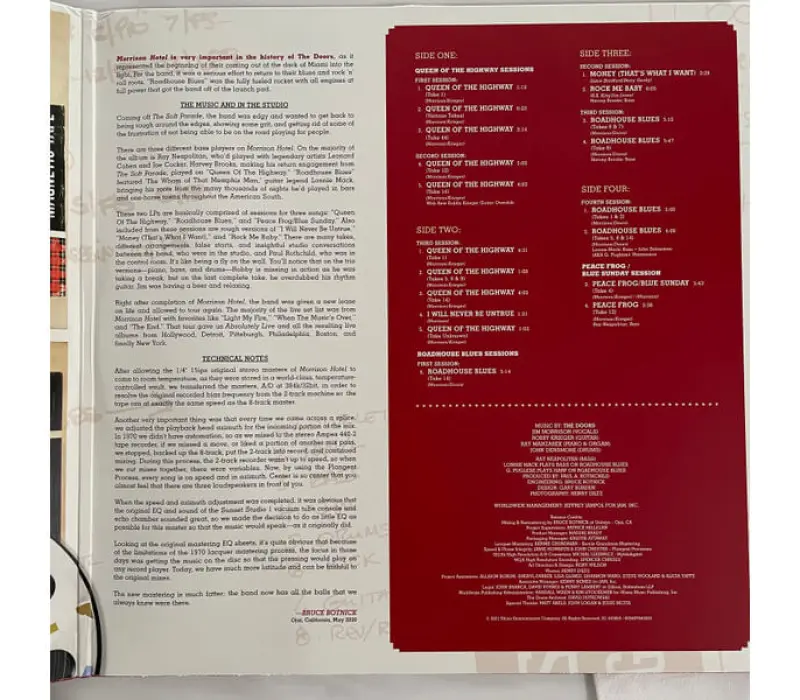 Виниловая пластинка DOORS THE / MORRISON HOTEL SESSIONS - RSD 2021 RELEASE EAN:0603497845033, Kinodrive.kz &mdash; фото 3