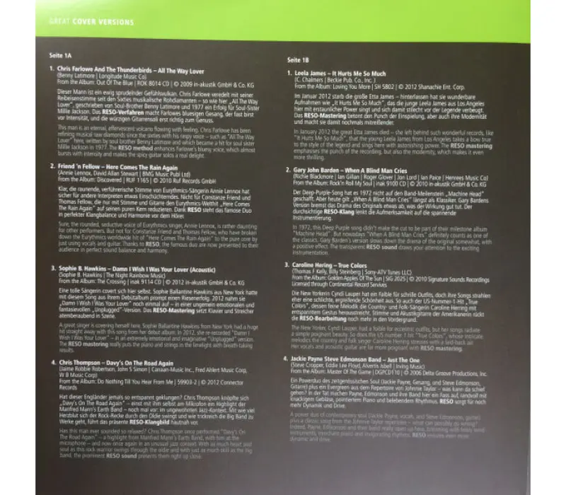 Виниловая пластинка RESO: Great Cover Versions (2LP) EAN:0707787750318, Kinodrive.kz &mdash; фото 4