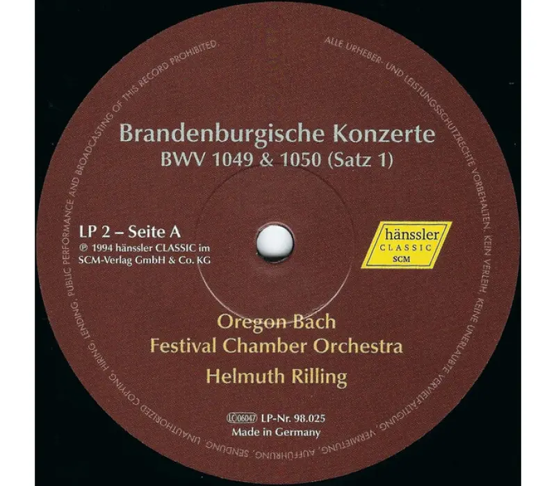 Виниловая пластинка RILLING - OREGON BACH FESTIVAL CO, BACH - BRANDENB. KONZERTE EAN:4010276026495, Kinodrive.kz &mdash; фото 3