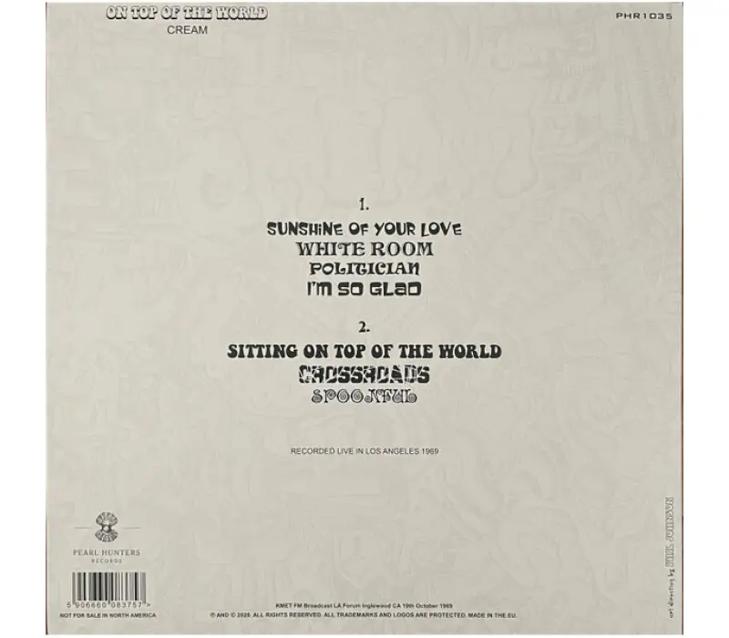 Виниловая пластинка CREAM: ON TOP OF THE WORLD (CLEAR VINYL) EAN:5906660083757, Kinodrive.kz &mdash; фото 4