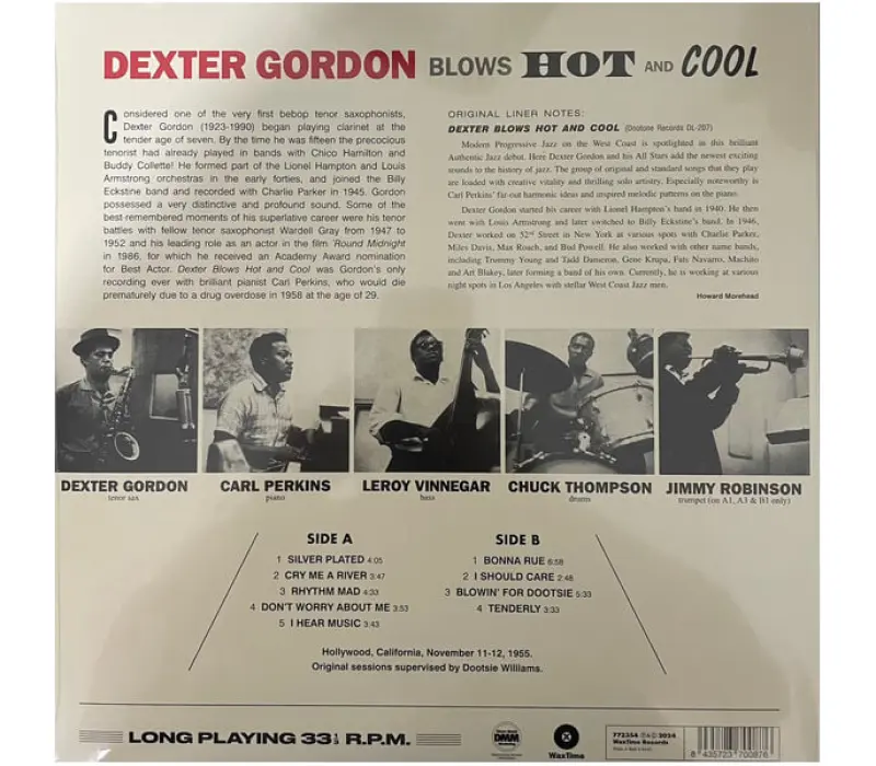 Виниловая пластинка Gordon, Dexter: Blows Hot And Cool (180g LP) EAN:8435723700876, Kinodrive.kz &mdash; фото 2