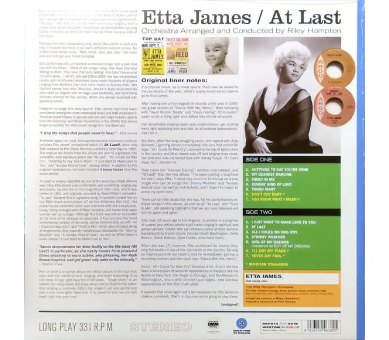 Виниловая пластинка James, Etta: At Last! + 4 Bonus Tracks (Ltd. Edt 180g Vinyl) EAN:8436559463805, Kinodrive.kz &mdash; фото 2