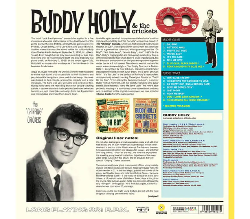 Виниловая пластинка Holly, Buddy: The Chirping Crickets (Ltd. 180g farbiges Vinyl) EAN:8436559465274, Kinodrive.kz &mdash; фото 2