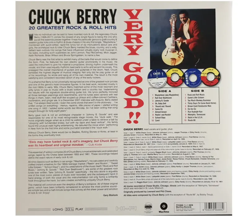 Виниловая пластинка Berry, Chuck-20 Greatest Rock &.. -Hq-: Wax Time EAN:8436559466882, Kinodrive.kz &mdash; фото 2