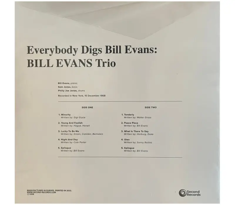 Виниловая пластинка EVANS BILL TRIO-EVERYBODY DIGS BILL EVANS (NATURAL CLEAR VINYL) EAN:900382997649, Kinodrive.kz &mdash; фото 2