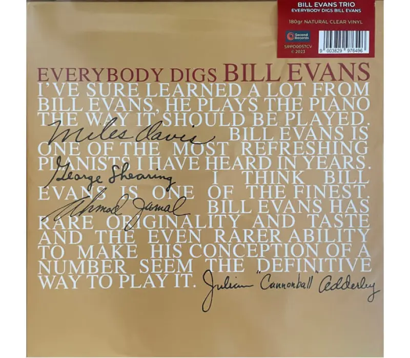 Виниловая пластинка EVANS BILL TRIO-EVERYBODY DIGS BILL EVANS (NATURAL CLEAR VINYL) EAN:900382997649, Kinodrive.kz