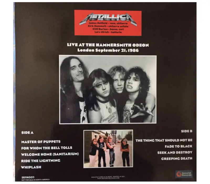 Виниловая пластинка METALLICA LIVE AT THE HAMMERSMITH ODEON 1986 (RED VINYL) EAN:9003829977387, Kinodrive.kz &mdash; фото 2